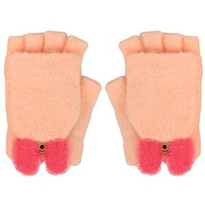 Elektrische verwarmde handschoenen, opvouwbare vingerbedjes 40 ± 5 ℃ verwarmingstemperatuur gebreid katoen 5V vingerloze verwarming warmer voor de winter (roze)