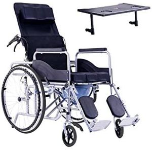 FKJLUN Lichtgewicht rolstoel mobiliteitshulpmiddelen 6 versnellingen aanpassing reisrolstoel, draagbare opvouwbare transportrolstoel, 18 inch zitcomfort reisstoel rolstoel (kleur: B)