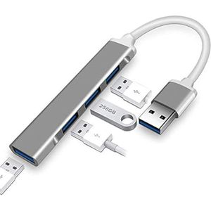 USB-hub 4-poorts, USB-hub-adapter, aluminium multiUSB-hub-splitter met USB 3.0-poorten, voor MacBook Air/Pro 2017/2018, XPS en meer USB-C-apparaten