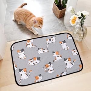 Binnendeurmat schattige katten moddermat wasbare deurmat voedermatten voor katten voor dierenliefhebber (35 x 27 inch)