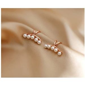 Oorclips Zilveren kleur eenvoudige parel oor clip oorbellen for vrouwen zonder piercing minimalistische mode-sieraden accessorieën Oorbellen (Style : Rose Gold-E0499)