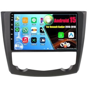 Android 15 Autoradio Voor Renault Kadjar 2016-2018 met Draadloze Carplay Android Auto, 9 Inch Autoscherm Soporta Bluetooth WIFI GPS FM/RDS(8Core(8+256GB))