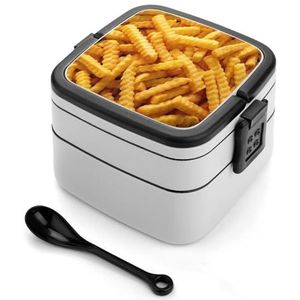 Crinkle Cut Crispy Golden Fried Chips 3 Lagen Bento Box Lunch Bag Salade Lunchbox Stapelbare Maaltijd Prep Containers voor Vrouwen Mannen