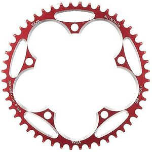 Finoti Kettingblad Racefiets Kettingblad 130BCD Ronde 38T 40T 42T 44T 46 48 50 52 54 56T 58T Fiets Smalle Brede Kettingwiel Kettingbladen voor fietsen (kleur: 48T rood en schroef, maat: 130BCD)