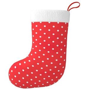 Aubnva Rode En Witte Polka Dots Print Kerst Kous 17.7 inch Feestelijke Decor Voor Xmas Familie Bijeenkomsten Party Gunsten