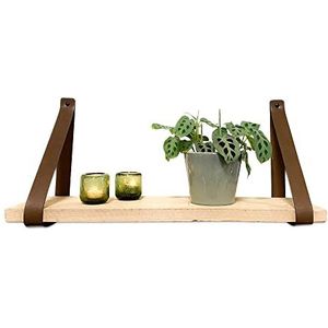 Brute Strength - Leren plankdragers van PU leer - Bruin - 2 stuks - Plank beugels - Wand beugels - plankdragers - Kunstleer plank beugel