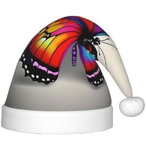 SSIMOO Kleurrijke vlinder patroon heerlijke kinderen pluche kerst hoed vakantie decoratieve hoed voor feesten, feestelijk plezier en meer