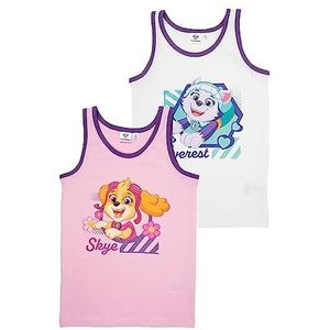 Paw Patrol Skye en Everest, onderhemd voor meisjes, tanktop, hemdje, ondergoed, roze/wit, verpakking van 2 stuks, roze/wit, 110/116 cm