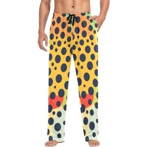 LI ZHI XIN Herenpyjamabroek, lange pyjamabroek, lente, herfst, dunne losse stijl, elastische tailleband met zak, S-XXL luipaardprint, Meerkleurig, S