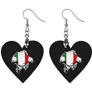 ITALIAANSE VLAG Mode Leuke Oorbellen Grappig Geschilderd Houten Sieraden Geschenken voor Vrouwen Ster
