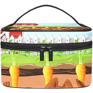 een konijnengat onder wortelboerderij make-up organizer tas, reismake-up tas organizer case draagbare cosmetische tas voor vrouwen en meisjes toiletartikelen, Meerkleurig, 22.5x15x13.8cm/8.9x5.9x5.4in