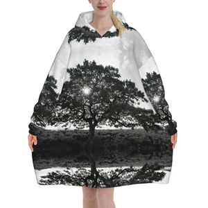 Oversized Tree Art Hoodies Vrouwen Uk Pluizige Deken Hoodie Sherpa Vrouwen Fleece Draagbare Deken Mannen