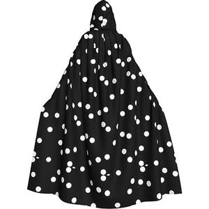 SSIMOO Zwart-witte stippen opvallende cosplay kostuum cape voor dames - unisex vampiermantel voor Halloween.