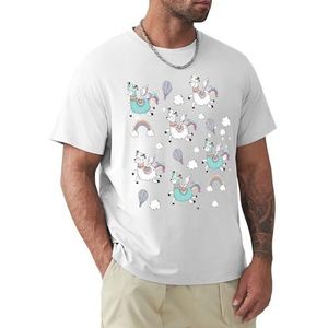 Heren T-shirt alpaca dier regenboog korte mouwen t-shirt ronde hals T-shirt voor mannen, Alpaca Dier Regenboog1, XL