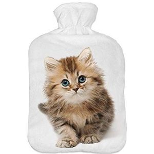 Warmwaterkruik met pullover overtrek 2 liter bedfles met mooie fleece print overtrek rubberen warmwaterkruik met deksel kat [092]
