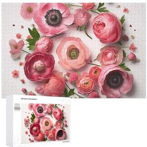 Bloemen in een cirkel puzzels 1000 stuks houten legpuzzels gepersonaliseerde foto puzzel voor volwassenen vrienden foto puzzel geschenken voor bruiloft verjaardag Valentijnsdag woondecoratie