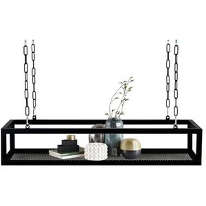 Aan het plafond gemonteerd wijnglasrek, metalen plantenplank, bloemenstandaard, hangende wijnfleshouder, zwevende display-opslagplank voor keuken, decoratieve plantenbak met muurbevestiging (Size : 1