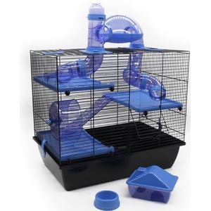 ZooPaul Knaagdierenkooi Rufus zwart blauw 45 x 50 x 33 cm kooi hamster muis racemuis accessoires NIEUW