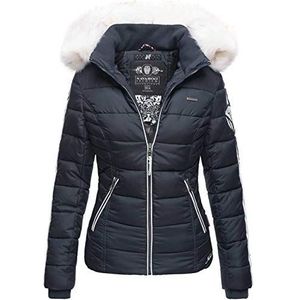 Navahoo Warme dames winterjas gewatteerde korte jas gevoerd B810, navy, L