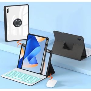 Toetsenbordhoes voor HUAWEI MatePad Pro 12.6 inch 2022, 720° Rotatie, 7 Kleuren Achtergrondverlichting, Magnetisch Afneembaar Draadloos Toetsenbord met Bluetooth Muis,zwart