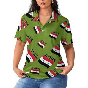 Vlag van Syrië dames poloshirts met korte mouwen casual T-shirts met kraag golfshirts sport blouses tops M