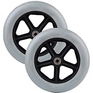 Met rubber beklede trolleywielen en zwenkwielen Voorwielrolstoel, 5/16 inch (8 mm) lager, PVC massief wiel, geschikt for handmatige rolstoelvervanging, zwart, grijs/grijs (Color : Brake+Universal, S