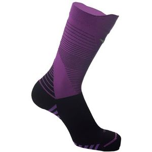 Compressiesokken voor dames en heren, halfhoge schacht, naadloos, slijtvast, ademend, technische sokken voor hardlopen, fietsen en MTB, Paars, 40-42 EU
