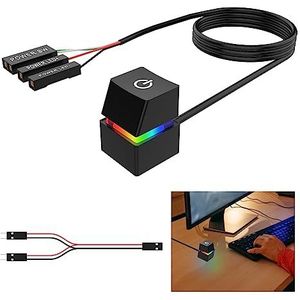 Nizirioo 2 m Power Button pc-behuizing, accessoires, afstandsbediening moederbord PC Power On/Off verlengkabel met ledlicht, computer, componenten en accessoires