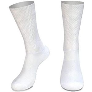 Fietsen Aero Sokken Anti Slip Siliconen Voor Mannen - Fiets Sport Running Bike Sokken (Kleur: Wit)