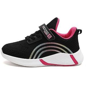 OLZYA Gymschoenen voor jongens en meisjes, sportschoenen, indoorschoenen, loopschoenen, sneakers, fitnessschoenen, licht, ademend, antislip, maat 28-38 EU, zwart, 30 EU