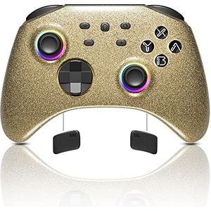 Mytrix Gouden Switch-Controller, Draadloze Spelgamepad Met Optische RGB-Joystick, Compatibel Met Switch/Lite/OLED/PC/Android/Ios/Steam/Steam Deck, Multi-Platform Pro Controller