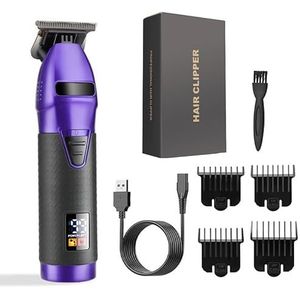 Tondeuse voor mannen, professionele elektrische tondeuse machine met LED-scherm tondeuse voor mannen kapper haar knippen scheermes rand T-mes (kleur: paars)