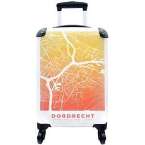 MuchoWow® Koffer - Stadskaart - Dordrecht - Nederland - Oranje - Past binnen 55x40x20 cm en 55x35x25 cm - Handbagage - Trolley - Fotokoffer - Cabin Size - Print
