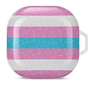Transgender Pride Flag Oordopjes Hoesje Compatibel met Samsung Hard Shell Beschermhoes Wit-Stijl