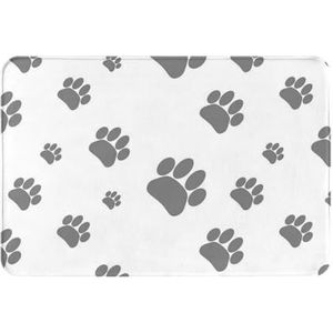 GloGlobal Paw Footprint hond en kat dieren grijs, deurmat badmat antislip vloermat zachte badkamertapijten absorberend badkamerkussen 40 x 60 cm