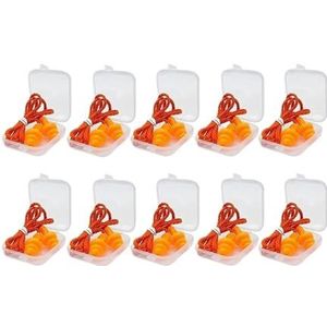 1-10Pairs Noise Cancelling Siliconen Oordopjes Herbruikbare Oordopje met Touw Waterdichte Zwemmen Rubber Oordoppen Kom met Doos (10 Paar Oranje)