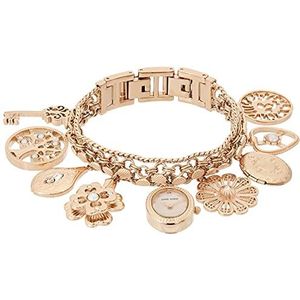 Anne Klein Dames Charm Armband Horloge met Swarovski Kristallen, Roségoud, 10/8096RMCH