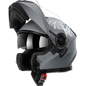 WESTT Torque X Integraalhelm voor motorfiets, grijs, opvouwbare motorhelm, schokbestendige motorhelm, integraalhelm voor heren en dames, scooterhelm, ECE-gecertificeerd, maat L (59-60cm)