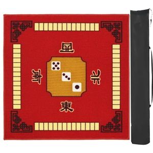 Mahjongg Mat Mahjong Tafelmat Met Draagtas, Antislip Ruisonderdrukking Spelmat Tafelkleed For Pokerkaartspellen Domino's Bordspellen (Color : Red, Size : 32.7x32.7inch)