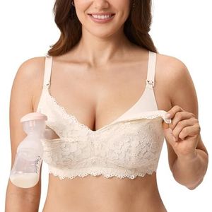 MOMANDA Vrouwen Pomp Borstvoeding BH Zonder Riemen Linten Zwangerschap Borstvoeding BH Zwangerschap Zacht Comfortabel ivoor 75D