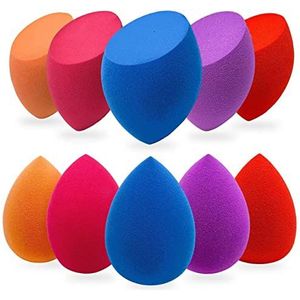 AIMILIQI Make-upspons - 10 stuks make-upspons set met Beauty Foundation Spons Blenderhouder, onberispelijk voor vloeistof, crème en poeder, veelkleurige make-upsponzen. (veelkleurig)