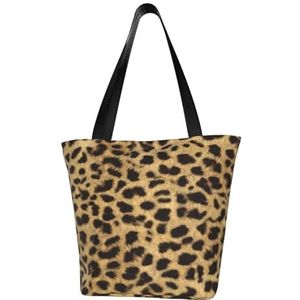 BeNtli Schoudertas, canvas draagtas grote tas vrouwen casual handtas herbruikbare boodschappentassen, luipaard dierenprint, zoals afgebeeld, Eén maat