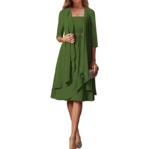 BRIGOW Kant Applique Moeder van de Bruid Jurk voor Bruiloft Prom Jurken Chiffon Cocktail Jurken Plus Size, Olijfgroen, 32