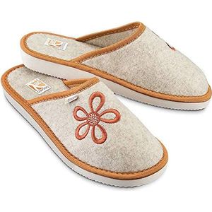 Bosaco Vilten pantoffels voor dames, vilten pantoffels met EVA-zool, mandarijn, 38 EU