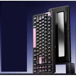QPSJXN Drie-Wijze RGB Licht Mechanisch Toetsenbord Met Hot-Swap Eigenschap Aluminium Pakking Ontwerp Compatibele Accessoires (Black-Smart V3)