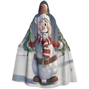 SSIMOO Kerst Kerstman Sneeuwpop En Boom Volwassen Party Decoratieve Cape, Volwassen Halloween Hooded Mantel, Cosplay Kostuum Cape