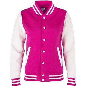 Ezyshirt Collegejack voor dames, heren en kinderen, Dames | Roze - Wit, L