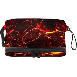 Grote capaciteit reizen cosmetische tas,Make-up tas,Waterdichte make-up tas Organizer, Magma Lava, Meerkleurig, 27x15x14 cm/10.6x5.9x5.5 in
