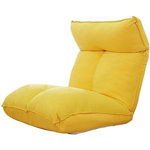 JORAsa Vloerstoel meditatiestoel verwijderbare en wasbare luie loungebank 5 versnellingen vrij verstelbaar met rugleuning opvouwbare enkele vloer stoel voor slaapkamer woonkamer geel