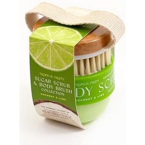 Tropical Fruits Gentle Exfoliating Sugary Scrub & Brush Coconut and Lime 150g
